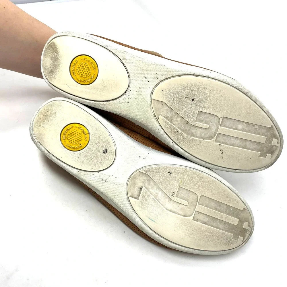 FitFlop Superskate Perforated Leather Tan Loafer‎ Flat Shoes Size US 11 - Picture 9 of 9